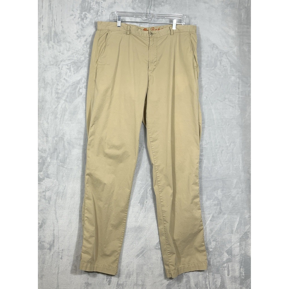 Tommy Bahama Mens Khaki Chino Flat Front Pants Cotton Stretch 38L (38x36) Preppy